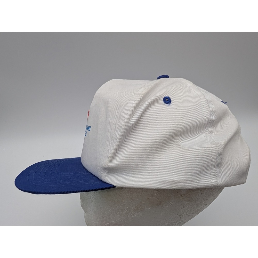 Vintage Sherwin-Williams Co Snapback Hat White Blue Paint Logo Trucker Cap View 2